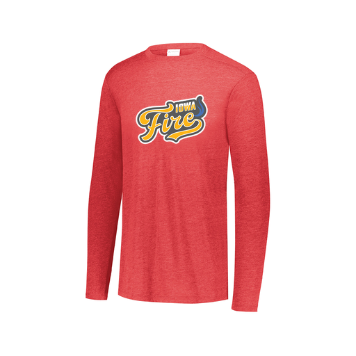 [FTLCUBRD-AXS-LOGO1] Decker Men's Tri-Blend T-Shirt - Long Sleeve (Adult XS, Red, Logo 1)