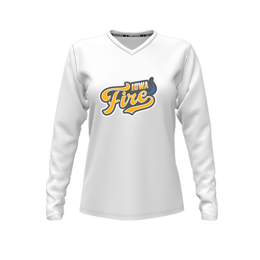 [FTLVCFWH-FYXS-LOGO1] Decker Comfort T-Shirt (Female Youth XS, White, V Neck, Logo 1, Long Sleeve)