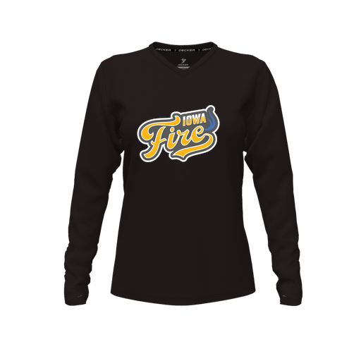 [CUS-DFW-TEES-PER-VNK-LSL-BLK-FYXS-LOGO1] Performance T-Shirt (Female Youth XS, Black, V Neck, Logo 1, Long Sleeve)