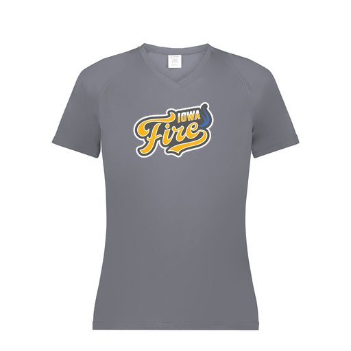[2792.059.XS-LOGO1] Ladies Smooth Sport V-Neck T-Shirt (Female Adult XS, Gray, Logo 1)