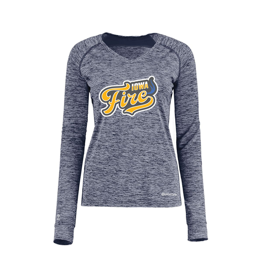 [222770.U22.XS-LOGO1] Ladies Electric Long Sleeve Shirt (Female Adult XS, Navy, Logo 1)