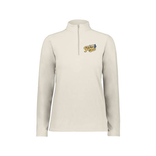 [6864.53T.XS-LOGO1] Ladies MicroFleece 1/4 Zip Pullover (Female Adult XS, White, Logo 1)