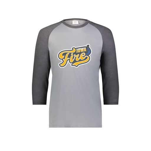 [6879.30V.S-LOGO1] Men's Vintage 3/4 Sleeve T-Shirt (Adult S, Gray, Logo 1)