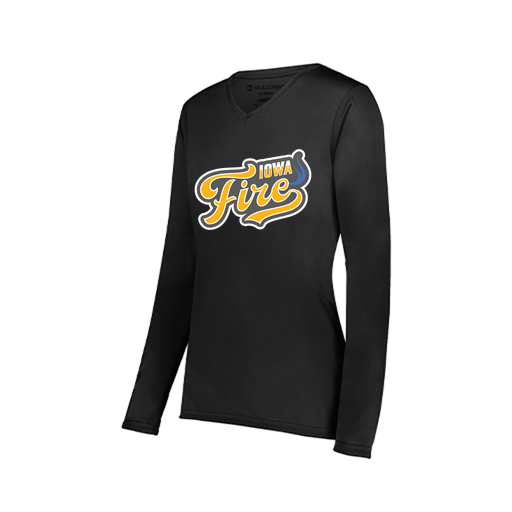 [222824.080.S-LOGO1] Ladies LS Smooth Sport Shirt (Female Adult S, Black, Logo 1)
