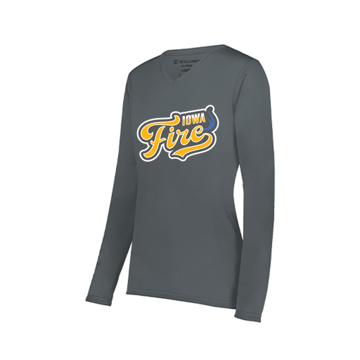 [222824.059.S-LOGO1] Ladies LS Smooth Sport Shirt (Female Adult S, Gray, Logo 1)