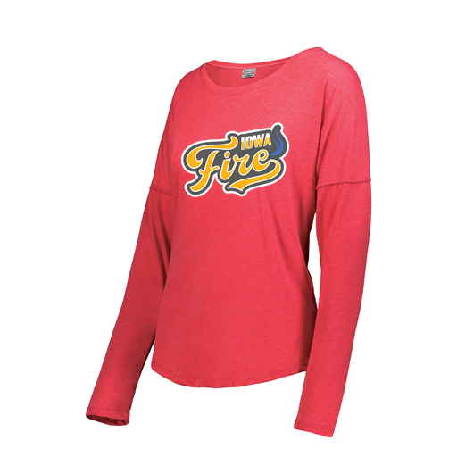 [FTLCUBRD-FAXS-LOGO1] Decker Women's Tri-Blend T-Shirt - Long Sleeve (Female Adult XS, Red, Logo 1)